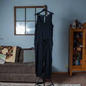 Black Sleeveless Jumpsuit with Drawstring